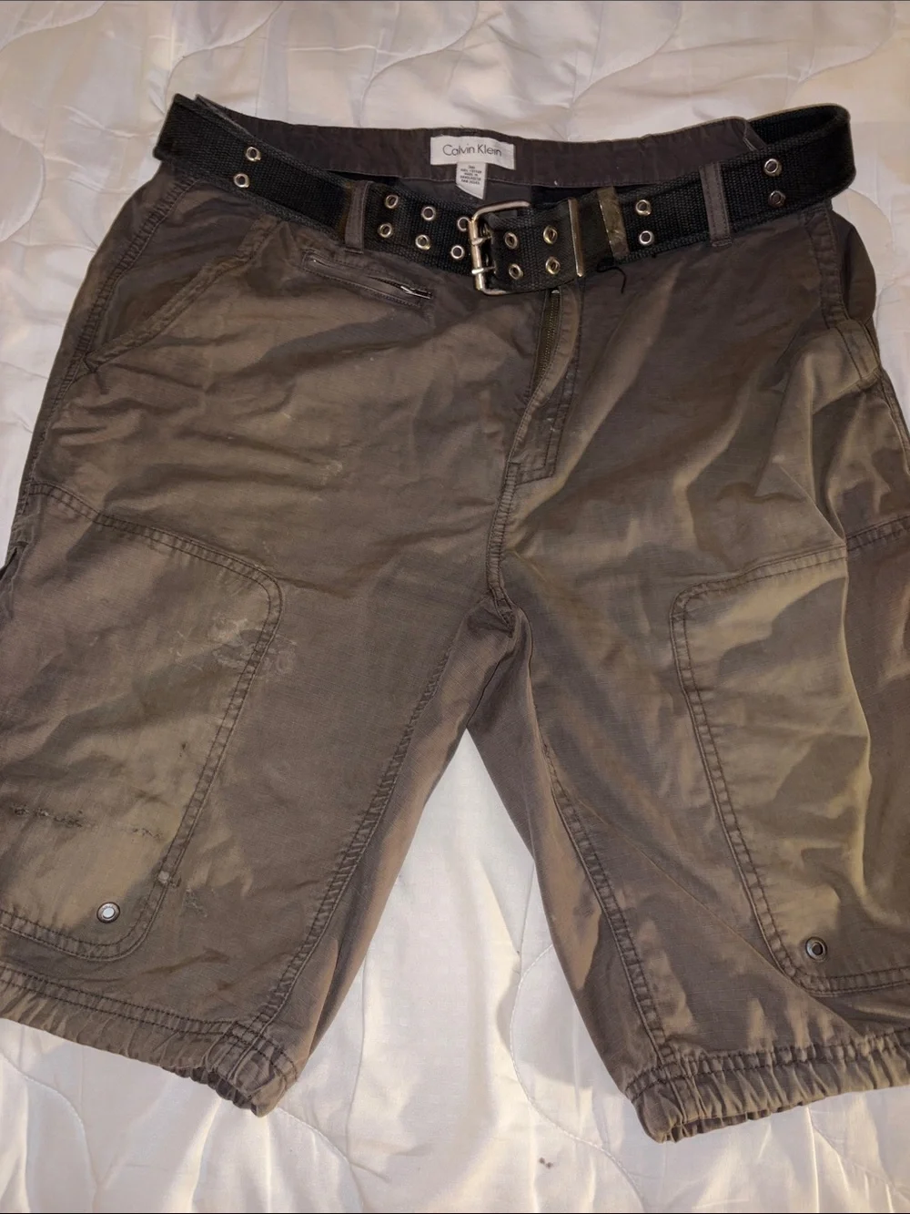 Calvin Klein Men's Cargo Shorts - White, Light Gray, Brown